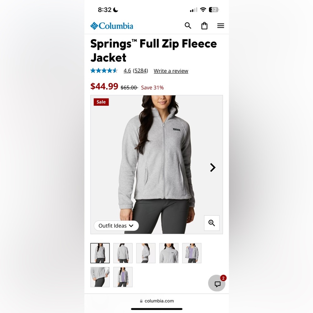 Springs Full Zip Fleece Jacket Size Small